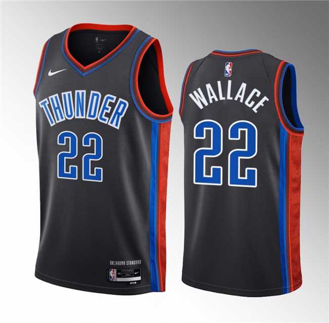 Mens Oklahoma City Thunder #22 Cason Wallace Black 2023 Draft City Edition Stitched Basketball Jersey->oklahoma city thunder->NBA Jersey